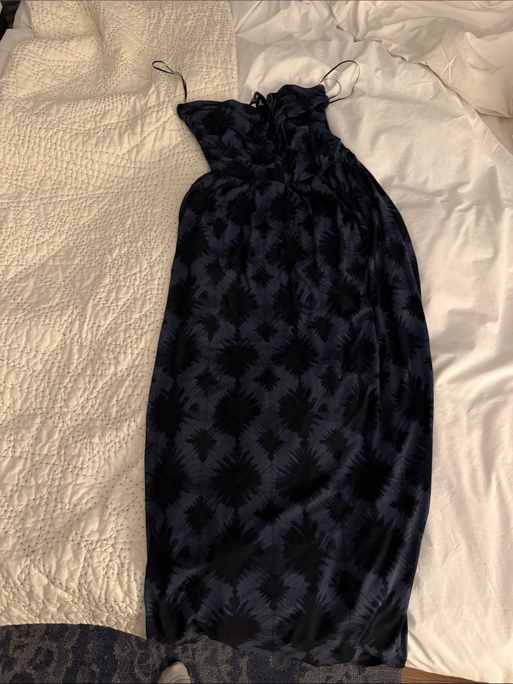 Evereve Navy & Black Patterned Maxi Dress with Spaghetti Straps